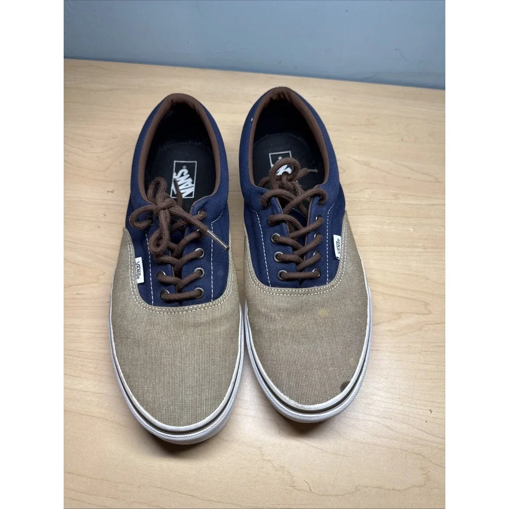 VANS Skate Surf Two Tone Tan Navy Waffle Bottom Shoes Mens Size 11.5 Fast Ship